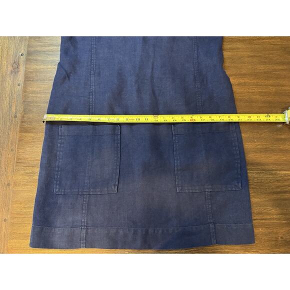 Eileen Fisher Heavy Linen Dress Navy Blue Boxy xs - Picture 9 of 9